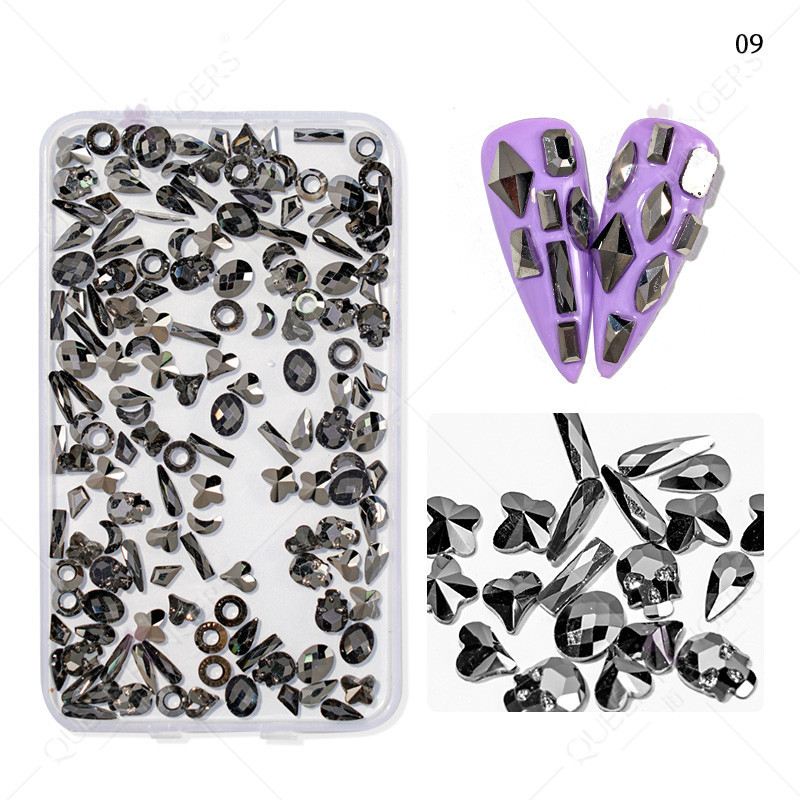 Accesorios de uñas de forma especial de diamante mezclado AB color mágico taladro de uñas plana diamante en forma especial DIY resina de uñas pegatinas de diamantes de imitación