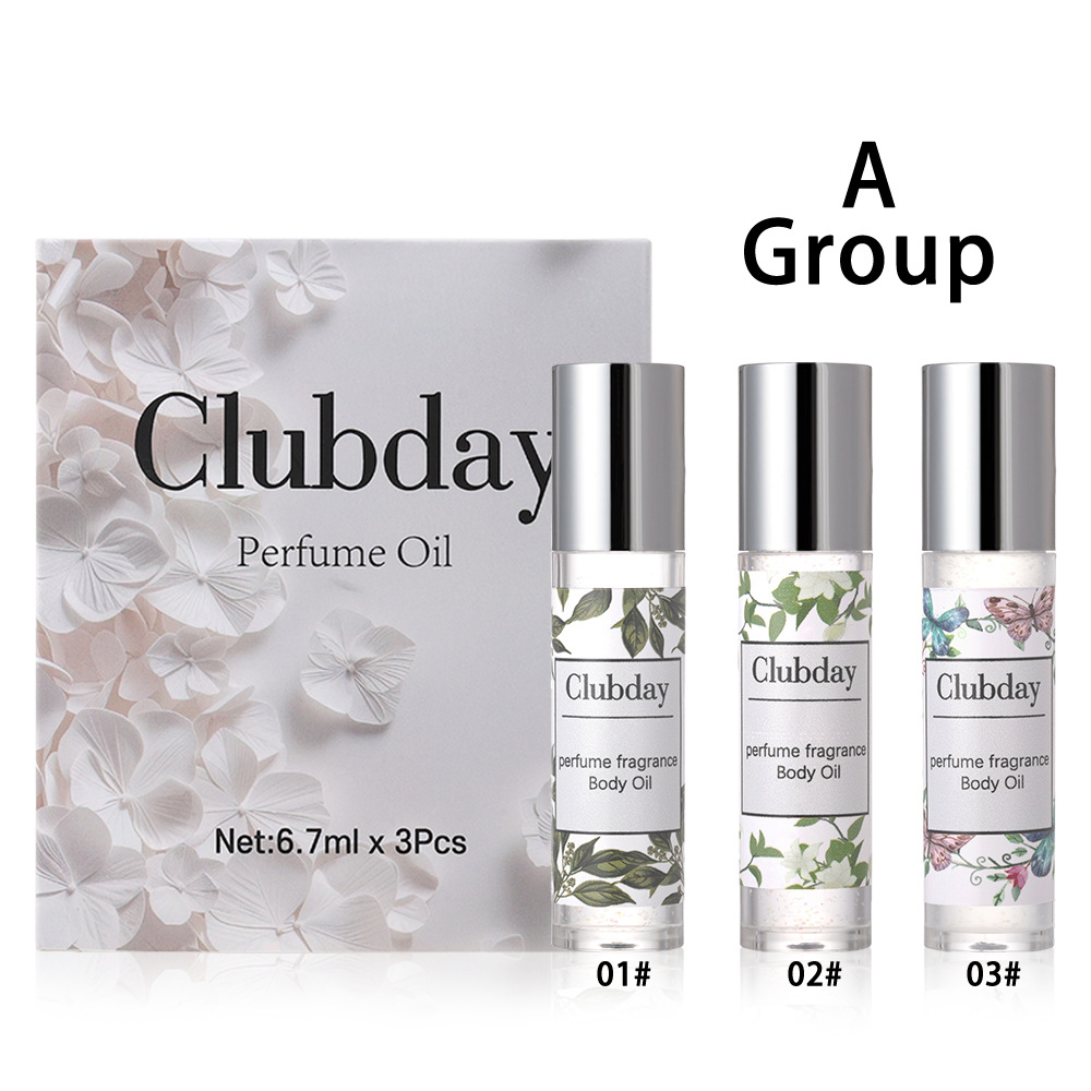 Clubday Body Fragrance Long-lasting Floral Roll-on Perfume Oil Natural Sparkling 3-bottle Wholesale Export Perfume Oil undefined