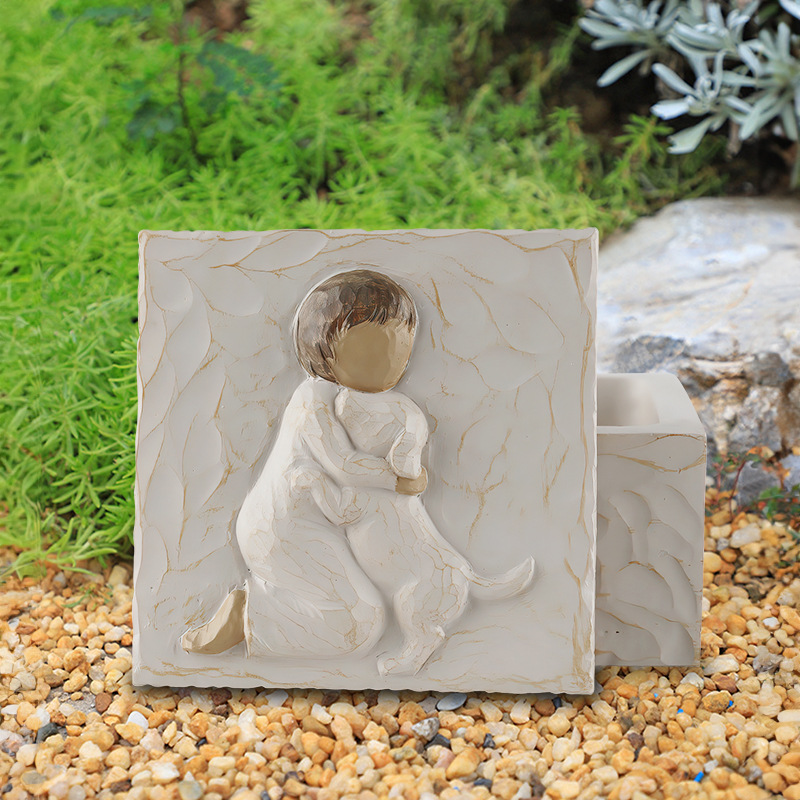  New Product Resin Animal Pet Urn Angel Dog Cat Commemorative Fire Universal Funeral Coffin Box