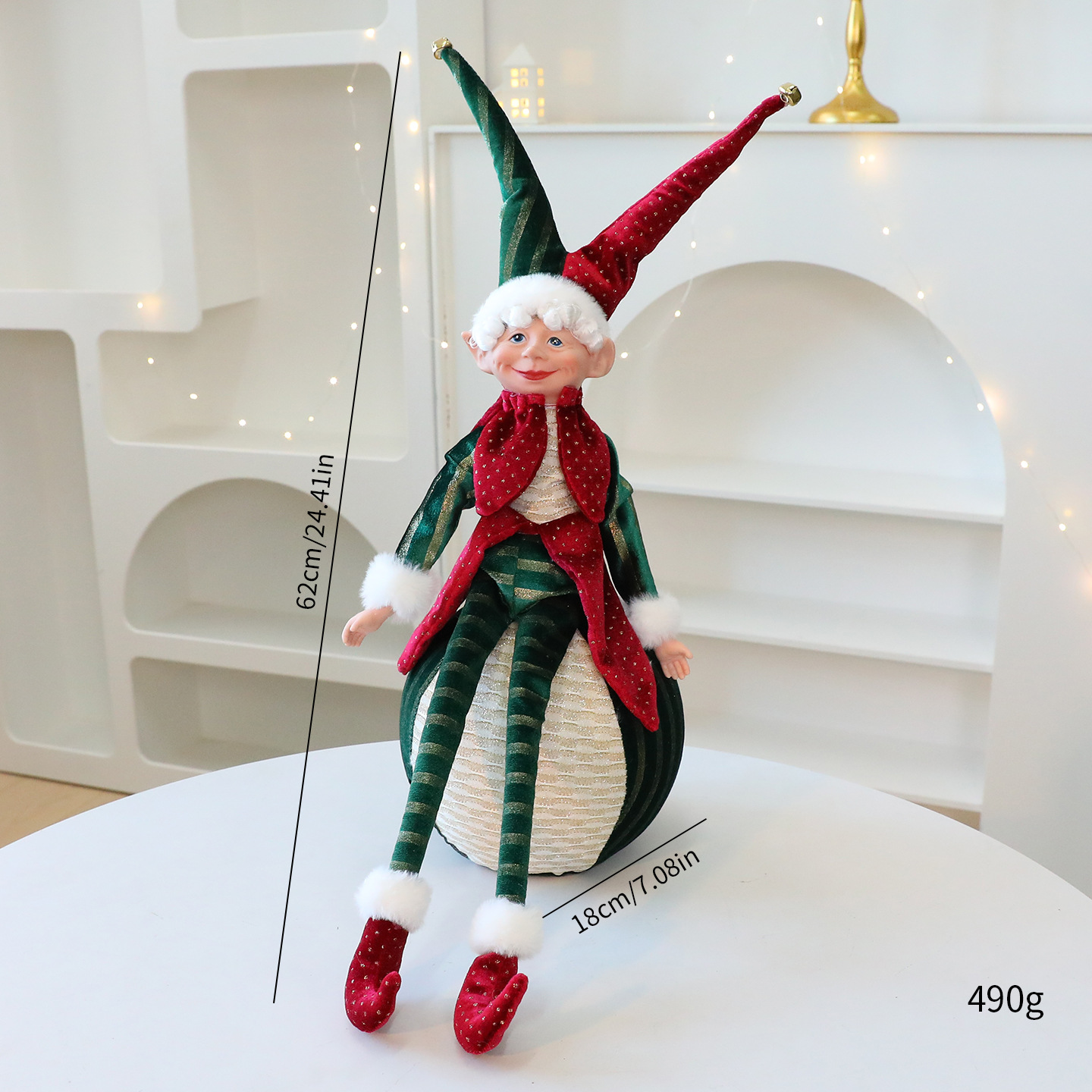 Shengyuan nuevo producto de Navidad rojo y verde bola de Navidad muñeca elf decoración decoración de árbol de Navidad decoración de ventanas de hotel