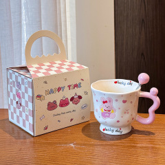 見栄えの良い子犬とウサギのマグカップ、カップルのセラミックドリンクカップ、女の子の誕生日プレゼント、オフィスコーヒーカップ