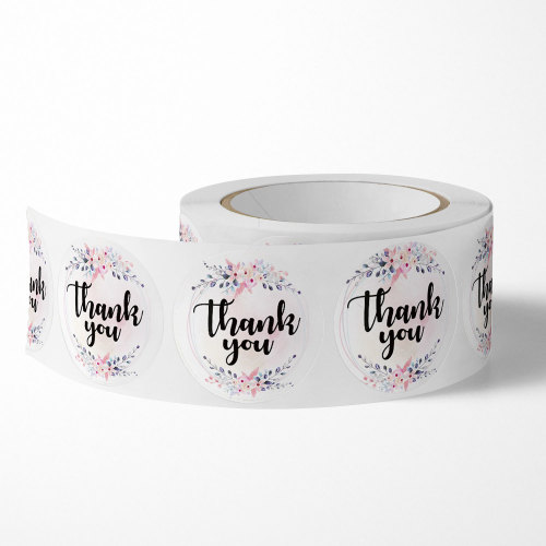 Amazon round roll floral thank you stickers wedding decoration stickers holiday handmade sealing stickers