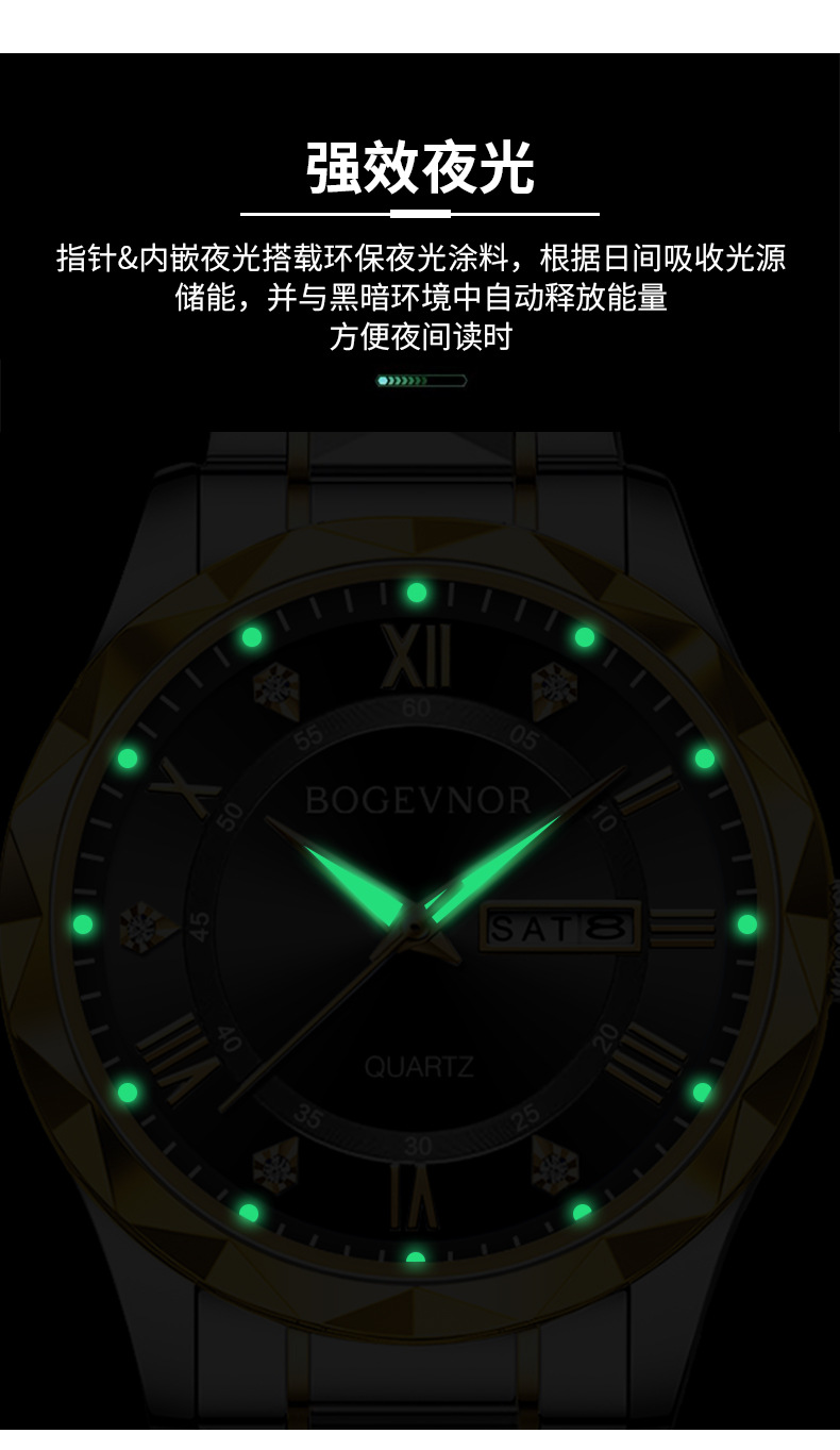 Men's Waterproof Luminous Dual Calendar Fashion Watch for Men and Women, TikTok Amazon Foreign Trade Cross-border Watch