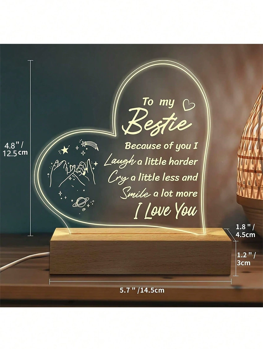 3D LED ночник из акриловой панели — персонализированная лампа ко Дню матери, варианты USB/батарея/основание