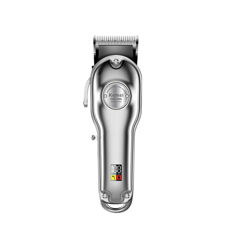 Cortadora de pelo Kemei con cuerpo metálico y pantalla digital, recortadora de pelo eléctrica profesional para peluquerías KM-1986.