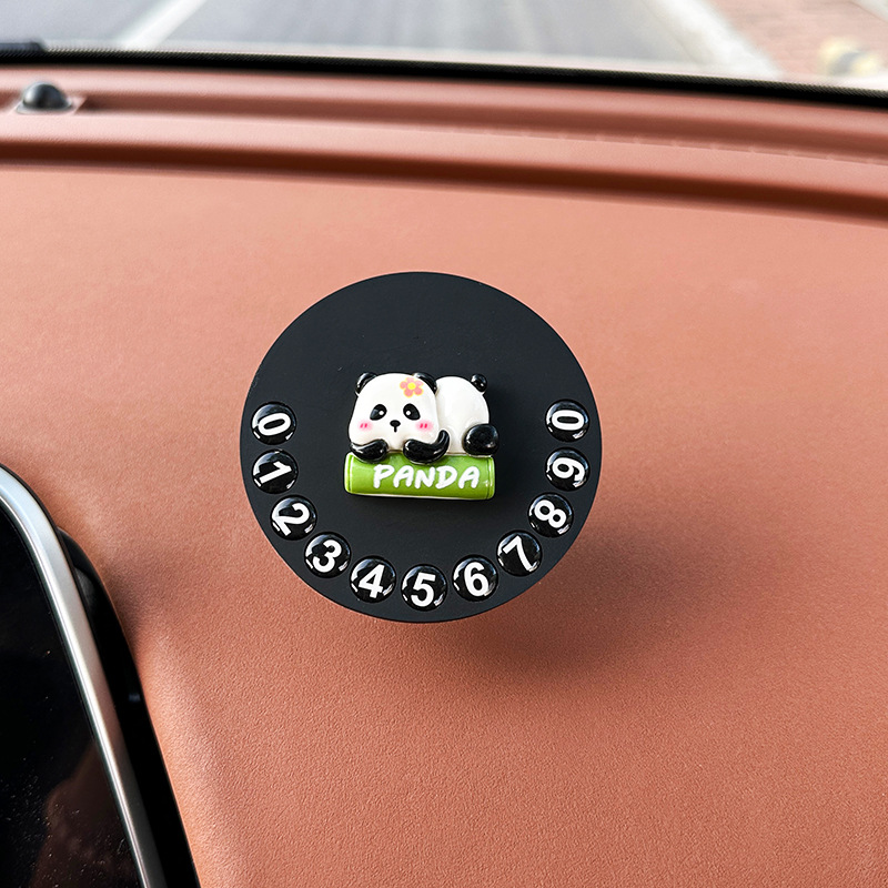 Número de matrícula de estacionamiento temporal del automóvil lindo panda teléfono móvil teléfono móvil placa de matrícula móvil accesorios de automóvil adorno femenino