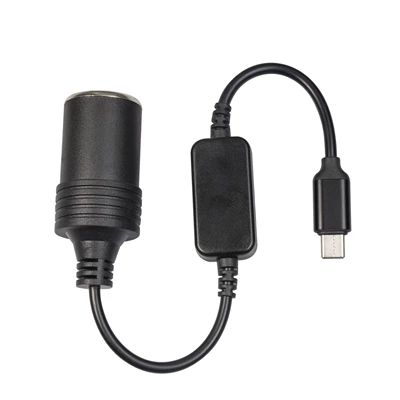 Cross-border black thick copper wire Siqaret yandırıcısı - 352010-type-c-port-to-cigarette-lighter-female