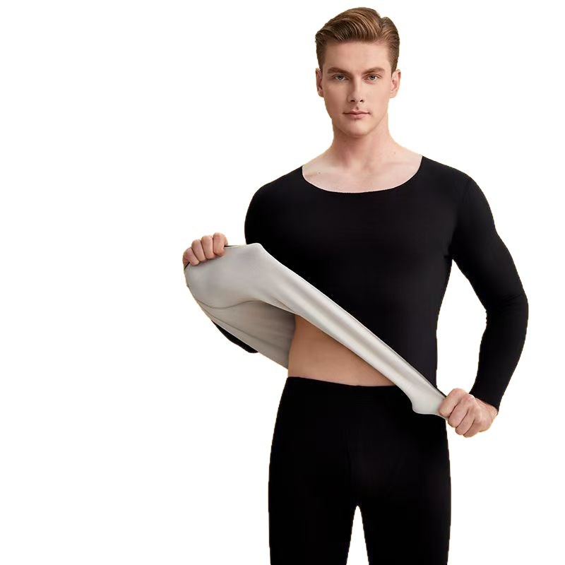 Invierno frío cachemira sin marca conjunto de ropa interior de hombre con cachemira gruesa ab cara doble chaqueta de cachemira de cachemira pantalones de cachemira de cachemira tamaño grande