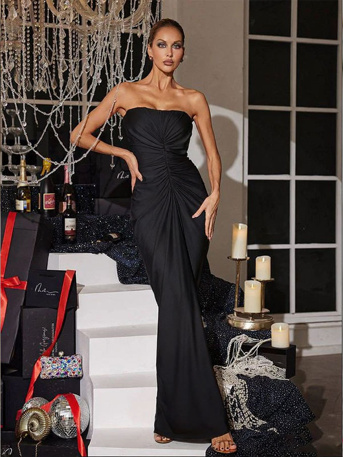 Comercio electrónico transfronterizo importación y exportación de nuevos vestidos europeos y estadounidenses PARTY vestidos de banquete de mujeres de alto nivel vestidos de pecho abierto