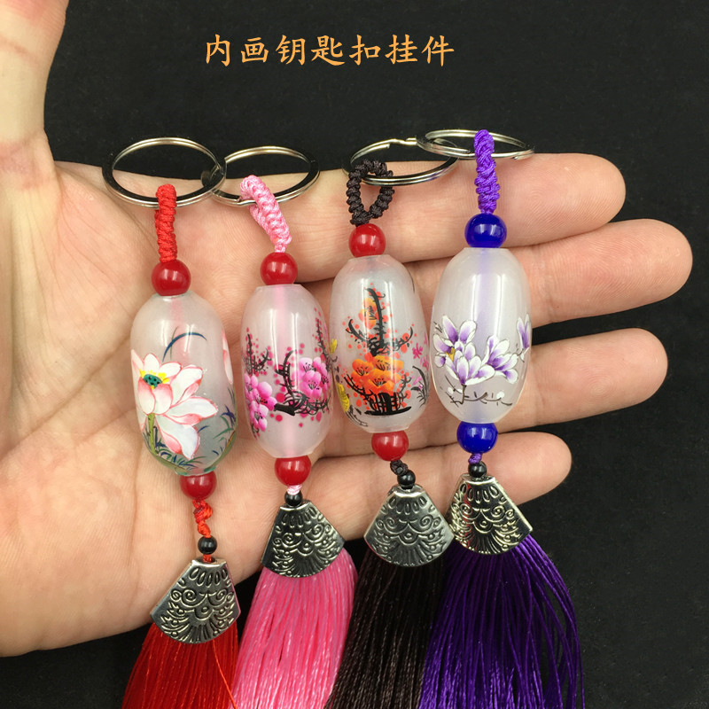 Inner painting snuff bottle key chain backpack tassel pendant inner painting jewelry pendant handicraft gift