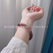 小红书同款粗款圆条紫罗兰玻璃仿玉手镯ins高级闺蜜粗条叮当镯女