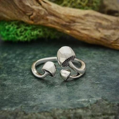 wish cross-border creative old mushroom open ring female European and American fashion simple alloy adjustable jewelry ring