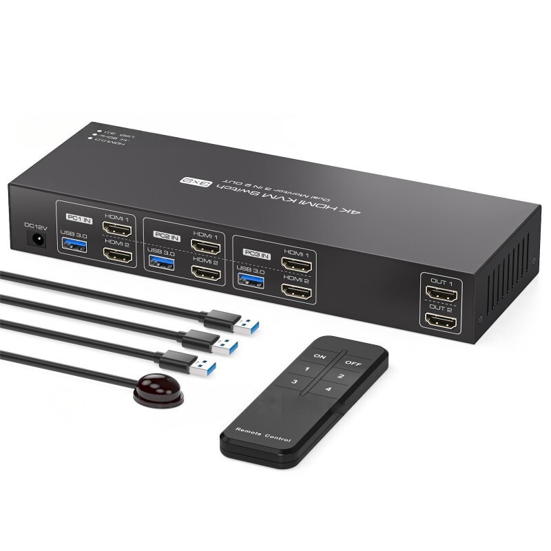 3-Way Dual-Channel Hdmi2.0+3-Way Usb3.0 Input, 1-Way Dual-Channel Hdmi+4-Way Usb3.0 Hub Output