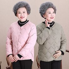 新款轻薄短款羽绒服女中老年妈妈装无领圆领内胆保暖内穿菱格打底