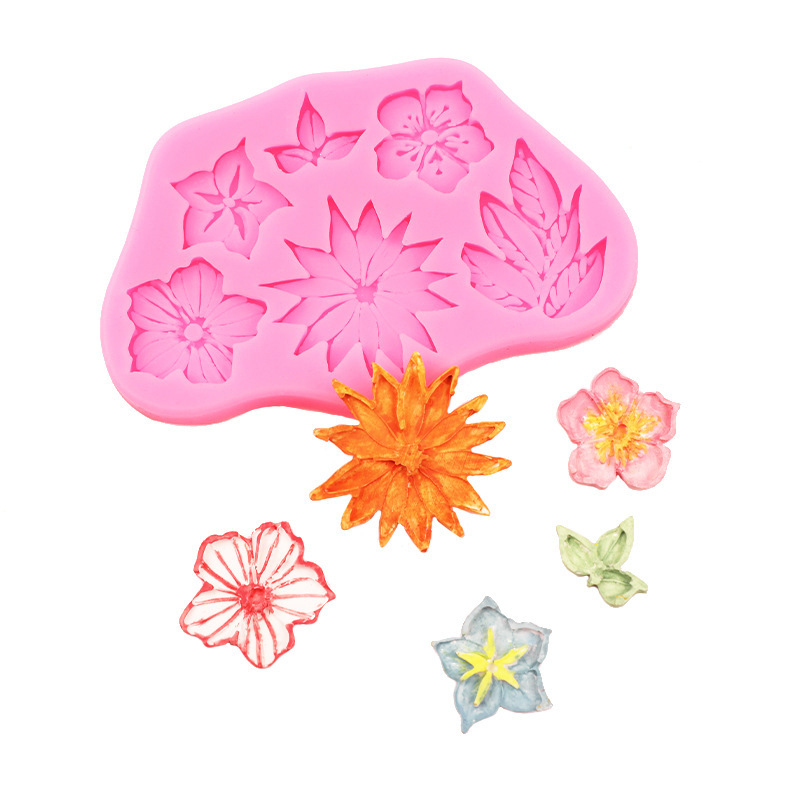 Planta hojas flores molde de silicona Lily girasol crisantemo Fondant chocolate Decoración