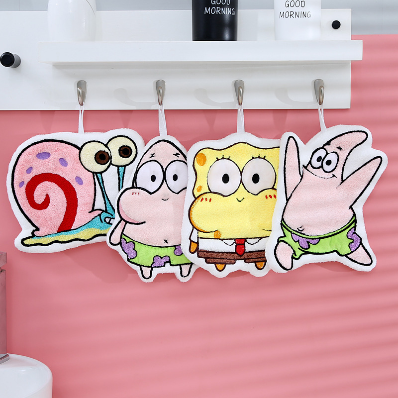 Cartoon Spongebob Hand Towel, Cute Star, Multifunctional Bathroom Handkerchief, Quick-Drying Bathroom Absorbent Towel