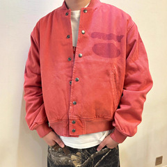 高品质斯图Stu新款复古重工水洗帆布棒球服飞行棉服夹克男女同款
