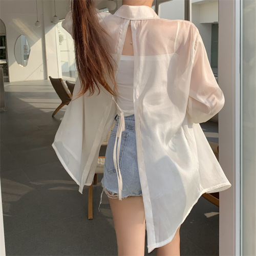 Photographed Back Split Pearl Shimmer Snow Proof Shirt Outerwear Women's UV Protection Breathable Sun Protection Top