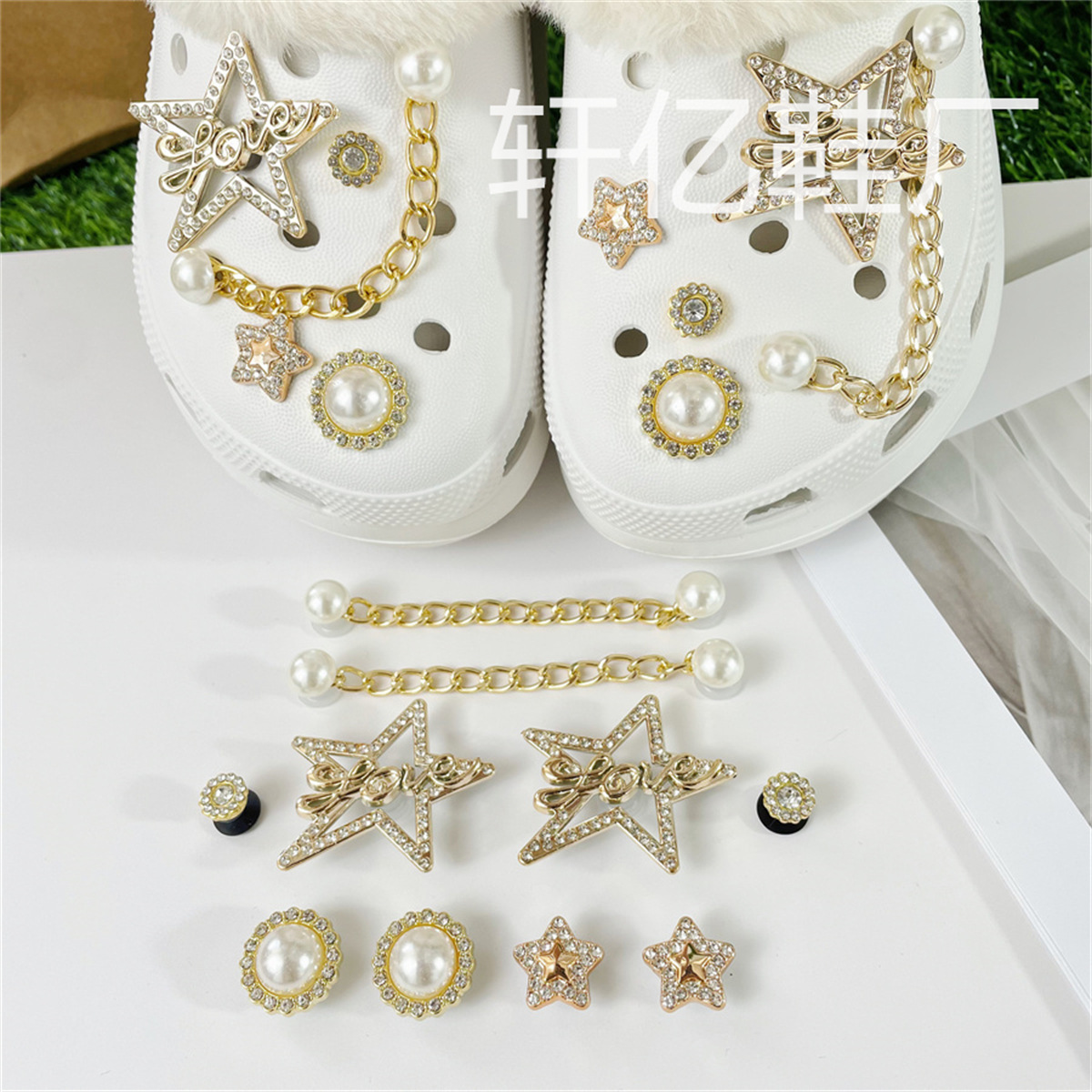 Nuevo ramo, zapatos de flores, agujeros de flores, accesorios de perlas tridimensionales de alta calidad, accesorios de bricolaje decorativos, zapatos de fragancia desmontables