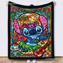 外贸数码印花毛毯卡通史迪奇史迪仔法兰绒毯子空调午睡毯工厂直供