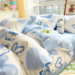 Wholesale 2023 Spring Cartoon Pure Cotton Four-Piece Set, 40-ply 100% Cotton Bedding Set Including Sheets and Blanket Cover, Nantong Bedding Set for Bed