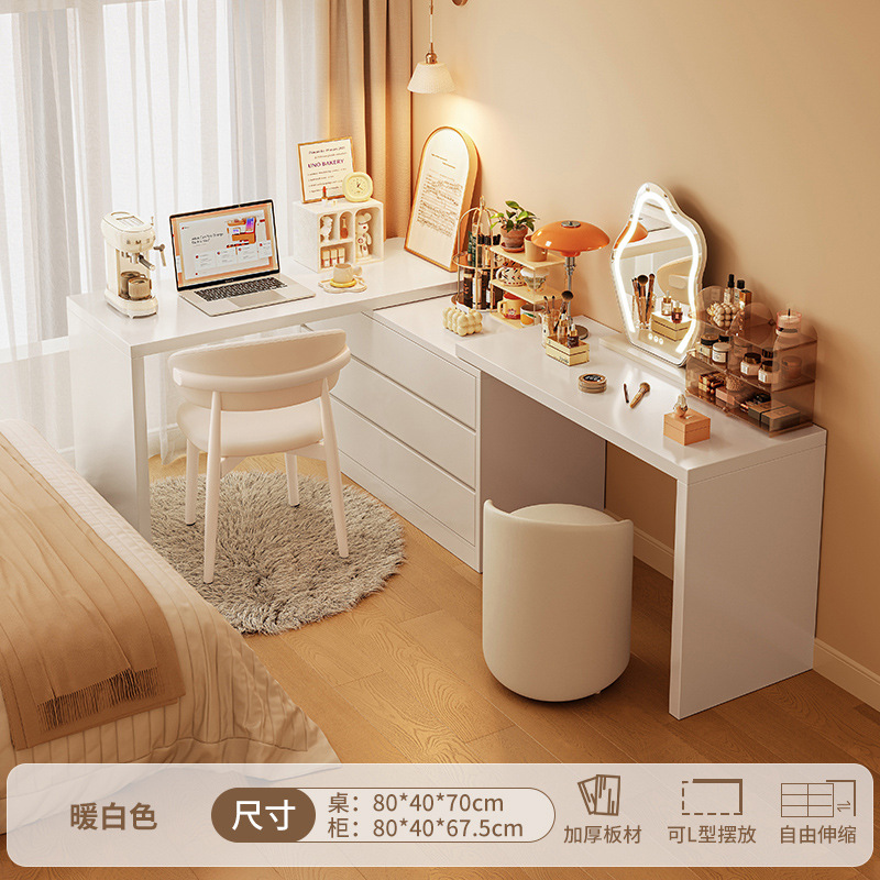 Escritorio de esquina, dormitorio, tocador semicerrado, luz integrada, lujo moderno, escritorio de oficina en forma de L de alta gama, banco de trabajo