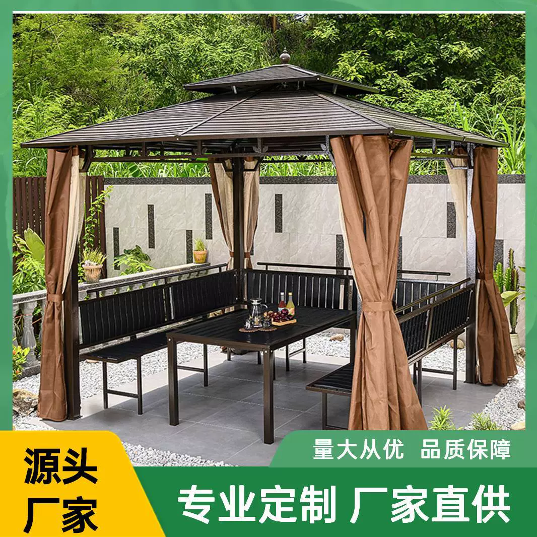 户外凉亭镀锌顶棚亭子帐篷别墅庭院花园露台景区休闲遮阳棚四角亭