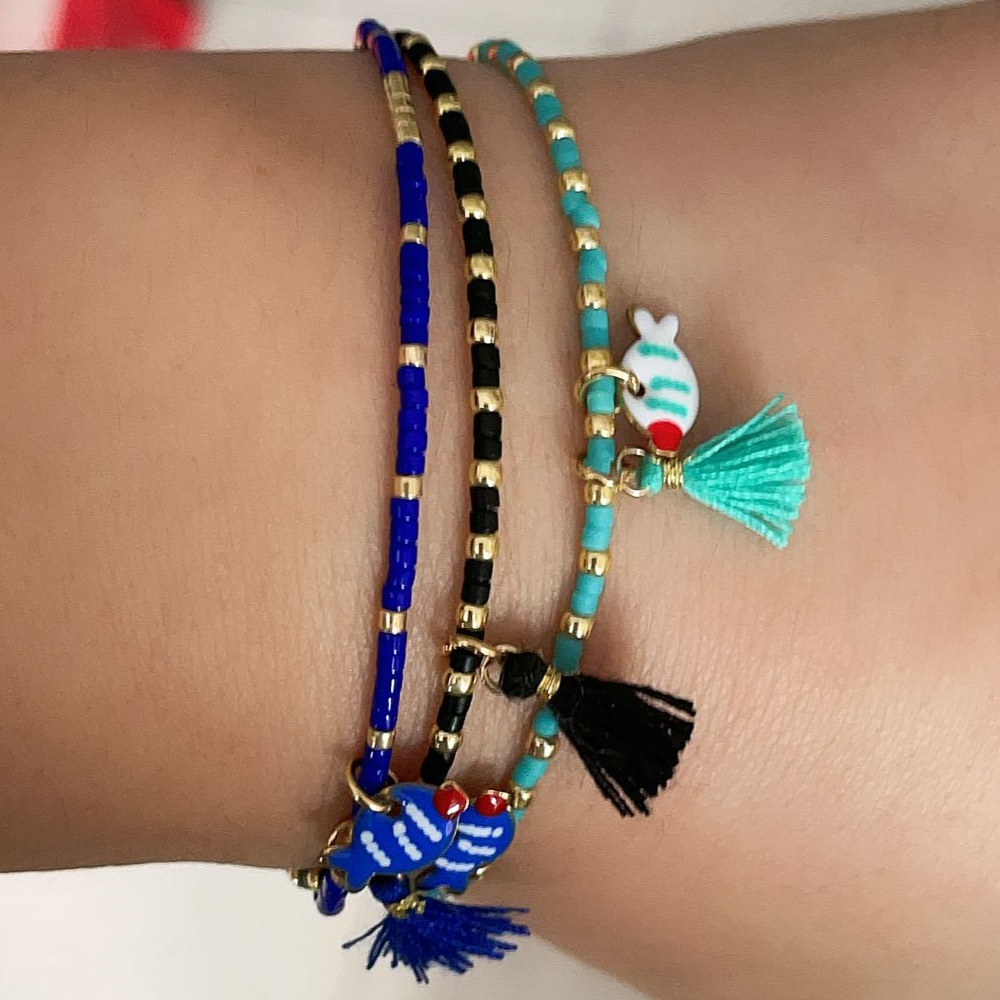 13g Weight Bohemian Fish Tassel Seed Bead Chain-free Beaded Bracelets Wholesale