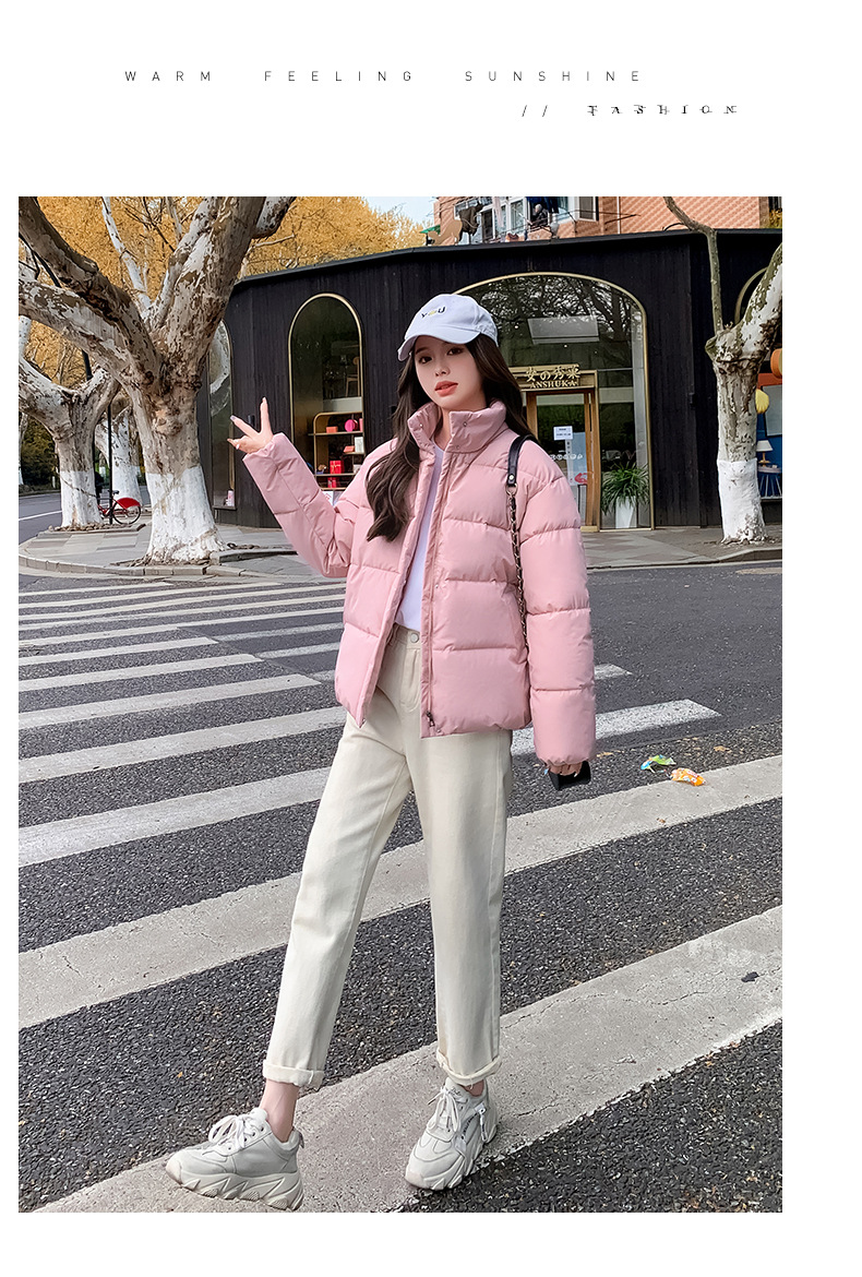 Women's Down Coat Winter Cotton Jacket Standing Collar Loose Fit_voghion.com