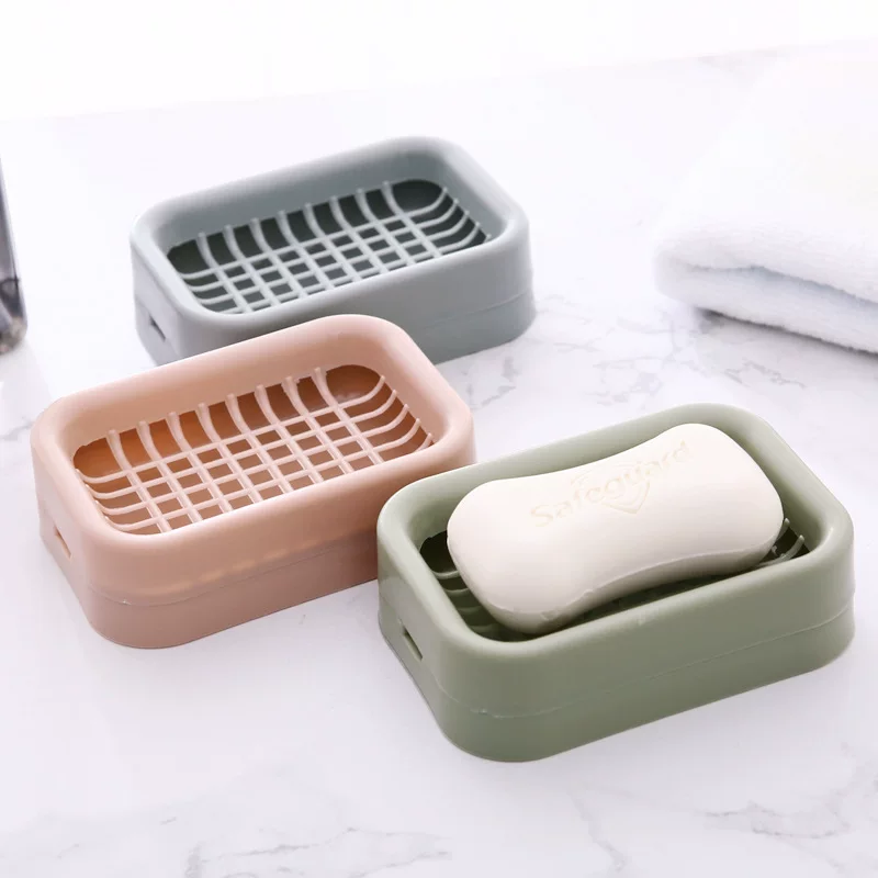 Drying rack, double-layer fashionable plastic handheld soap holder for traveling