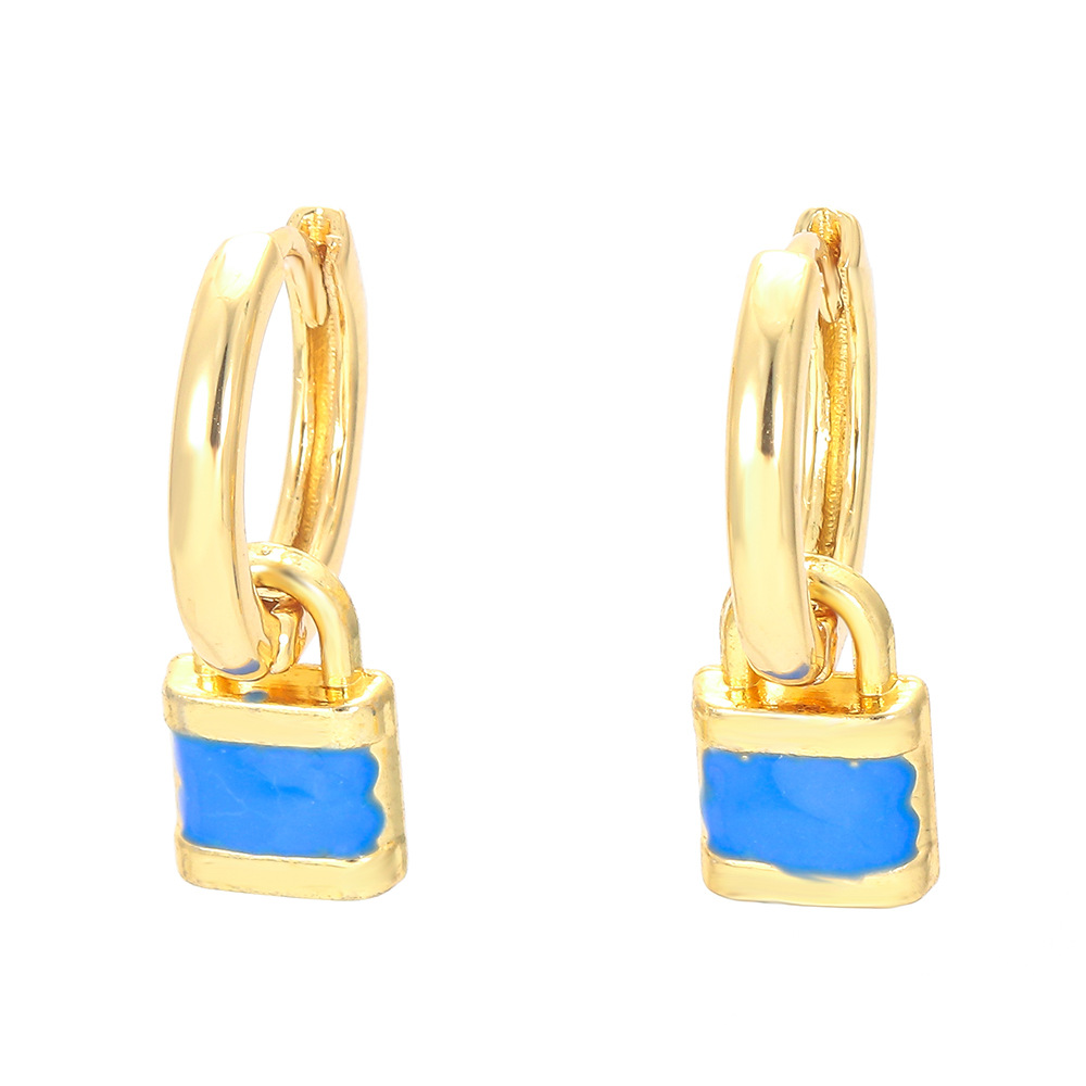 Novedad Cerrar Con Llave Cobre Pendientes De Gota Esmalte Enchapado Pendientes De Cobre display picture 4