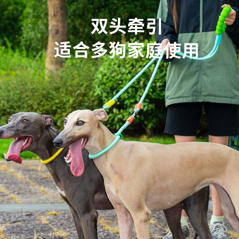Cuerdas de tracción p-cuerdas para mascotas collar de doble tracción ajustable a prueba de explosiones para caminar cuerda para perros de tamaño mediano y grande para artículos de mascotas