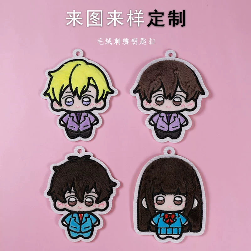 Плюшевая кристально-мягкая нашивка с вышивкой в виде печенья, мультяшный кулон, аниме-аксессуар, кукла с большой головой, бархатная вышивка