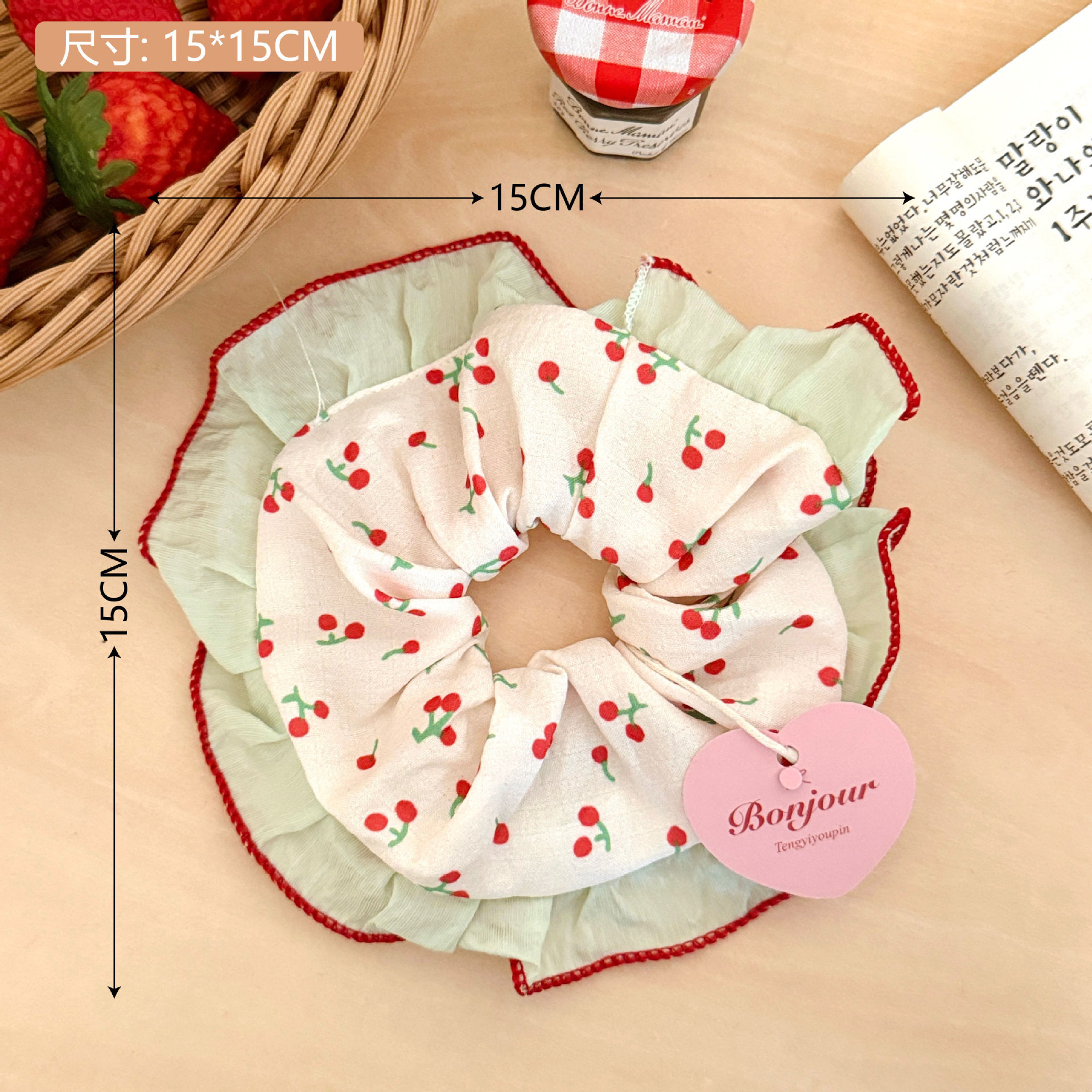 Estilo coreano de alta apariencia de encaje de intestino grueso banda de pelo accesorios para el cabello cuerda de pelo de corazón de niña de todo fósforo pequeño Qing nuevo tocado de cola de caballo de gran altura al por mayor