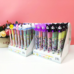 New Sanrio Double Head Highlighter Kulomi Multicolor Marking Pen Student Graffiti Color Hand Account Marking Pen