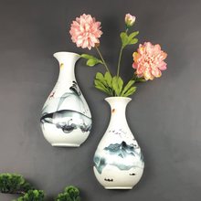 创意禅意现代中式陶瓷装饰花瓶家居饰品过道玄关壁饰壁挂瓶可养花
