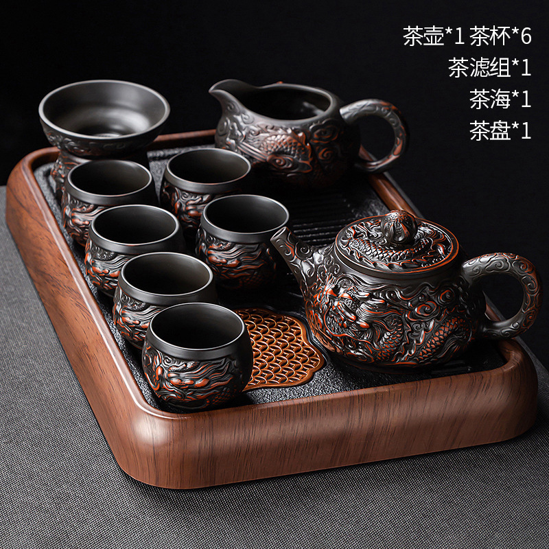 高端紫陶功夫茶具套装家用盖碗泡茶壶茶杯专用2025新款办公室送礼|undefined
