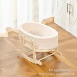 跨境木制婴儿摇篮床户外猫咪摇摇椅家用婴儿哄睡摇篮可拆卸躺椅