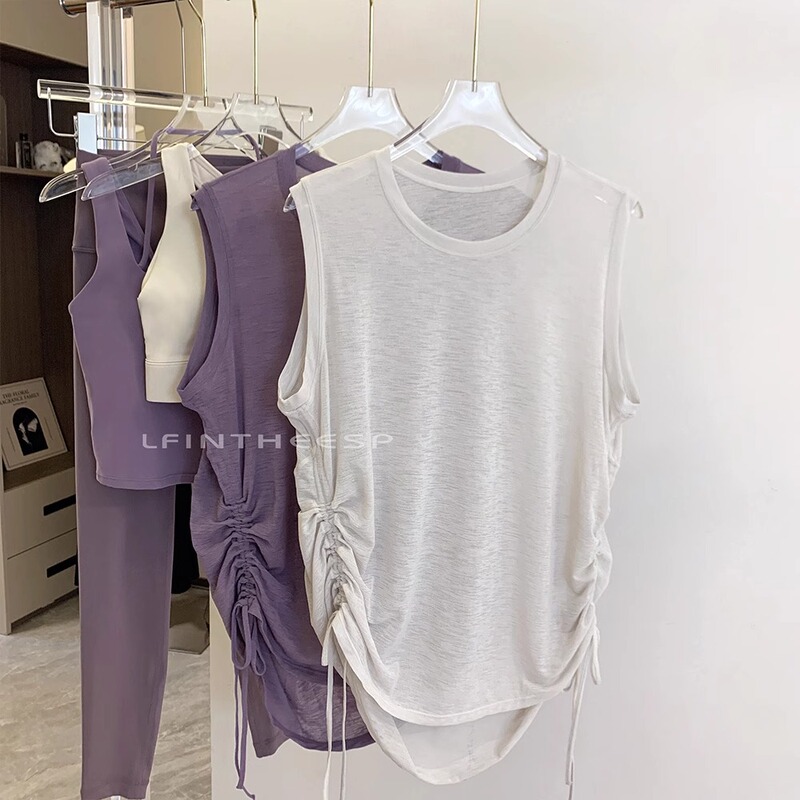 New Yoga Clothing Vest Blouse Women's Summer Loose Flesh-Covering Quick-Drying Mesh Running Sports Fitness Clothing Sleeveless Top New Yoga Clothing Vest Blouse Women's Summer Loose Flesh-Covering Quick-Drying Mesh Running Sports Fitness Clothing Sleeveless Top