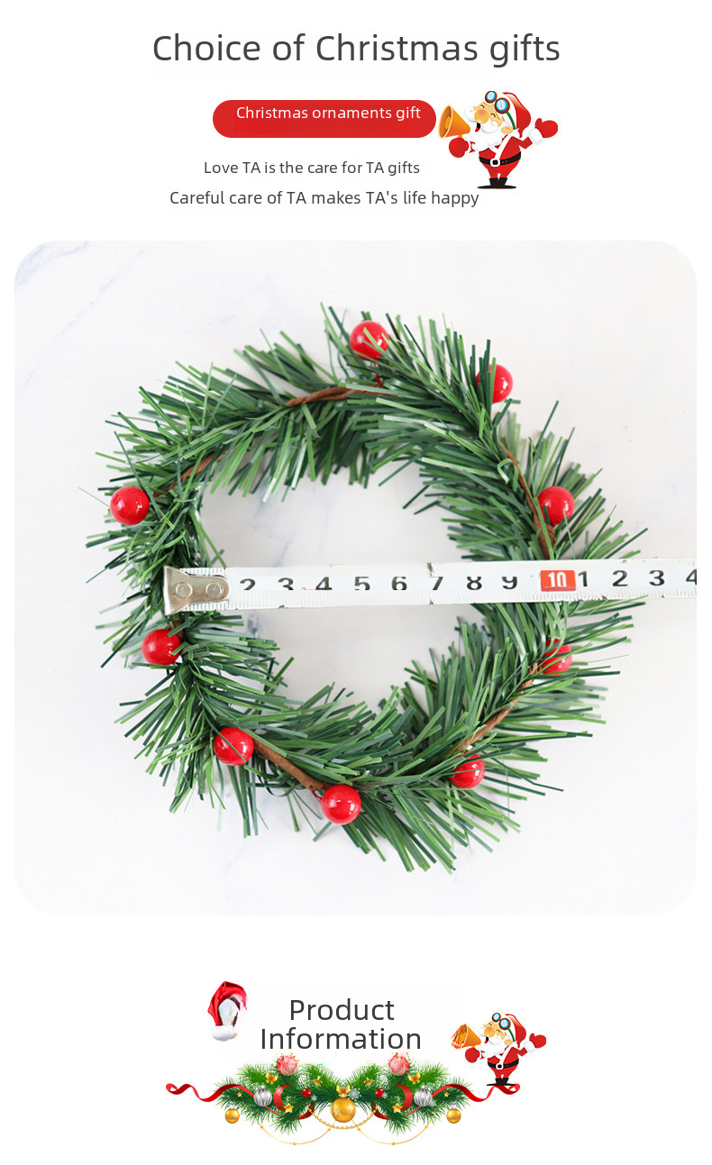 Christmas wreath simulation candle holder red berry wreath grass strip red berry pine needle home decoration price promotion_voghion.com