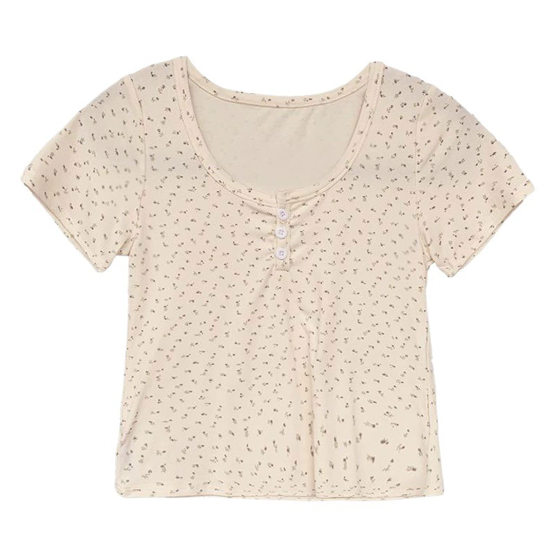 Летний новый U-образный вырез с короткими рукавами с короткими рукавами