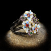 Fashionable zirconium, ring with stone, accessory, jewelry, European style, wish, flowered