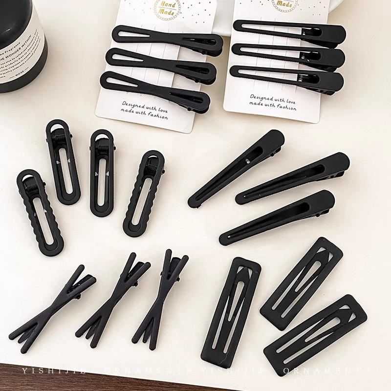 Youyou 2025 nueva horquilla negra, flequillo, clip de cabello roto en la frente, tocado lateral, pico de pato, palabra simple