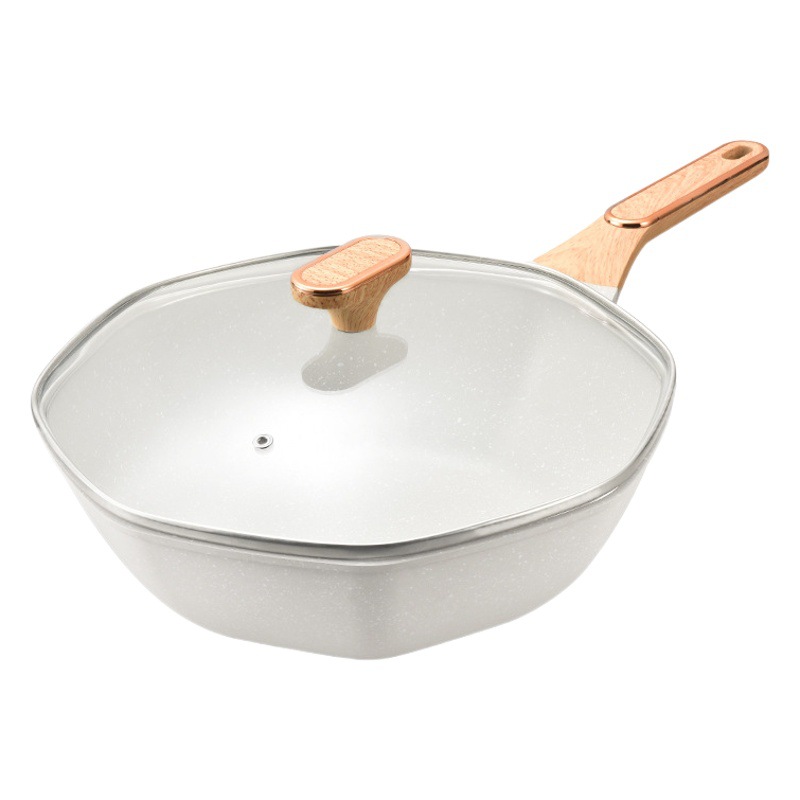 Shuaidebao octogonal wok maifan piedra antiadherente wok no-lampblack hogar pan Die Casting wok al por mayor