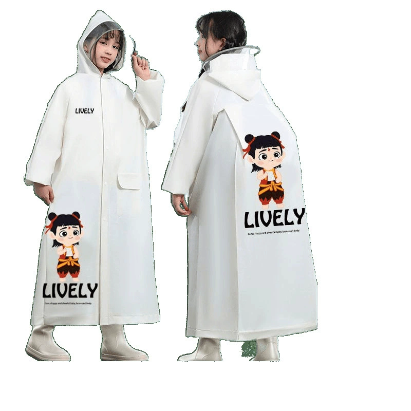 Long raincoat for boys, children's backpack