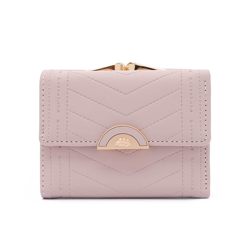 1 Piece Quantity Women's Solid Color Pu Leather Hidden Buckle Wallets