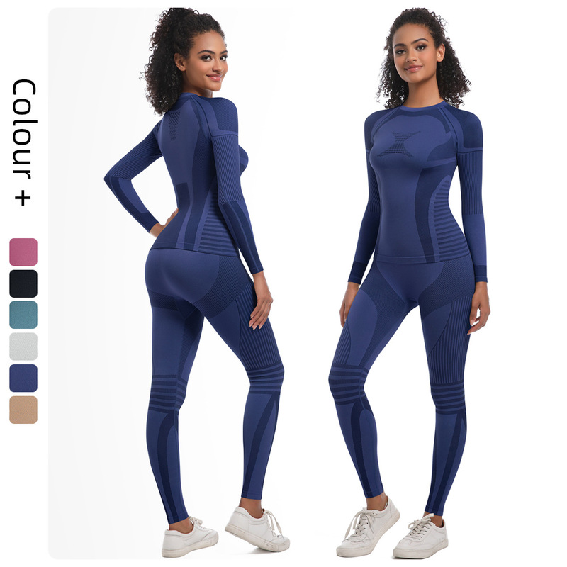 New Tight Long Yoga Suit Women's Seamless Ski Suit Quick-drying Running Outdoor Riding Suit Sports Fitness suit