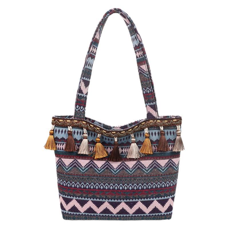 Chaozhou mujeres estampación nacional bolsa de lino 2025 primavera nueva bolsa de mano de gran capacidad bolsa de hombro flange image 6