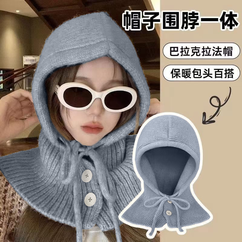Rafa Barak Knitted Warm Autumn and Winter Hat Autumn and Winter New Woolen Hat Scarf Integrated Ear Protection Wool