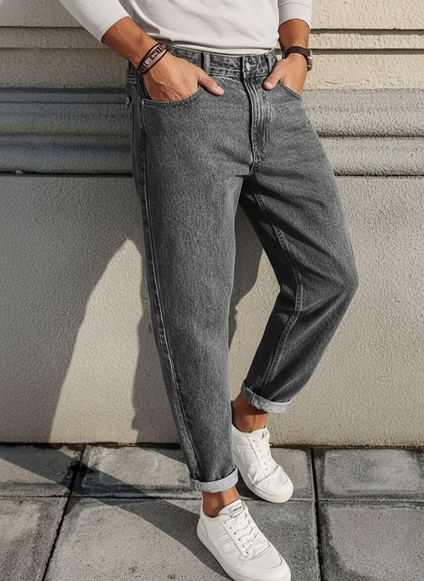 Jeans slim fit uomo pantalone in denim gamba dritta cotone_voghion.com
